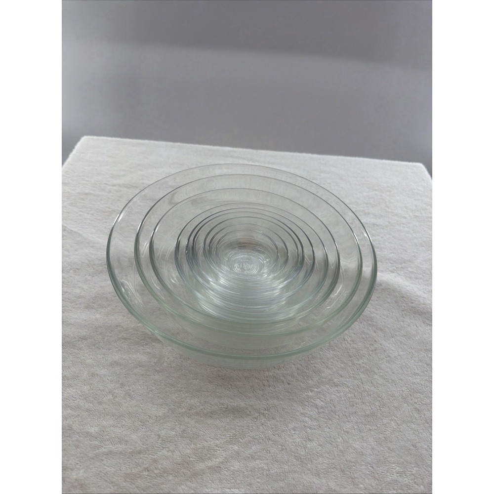 Set Of 9 Duralex Glass Bowl Nesting Mixing Clear Bowls Made In France Excellent